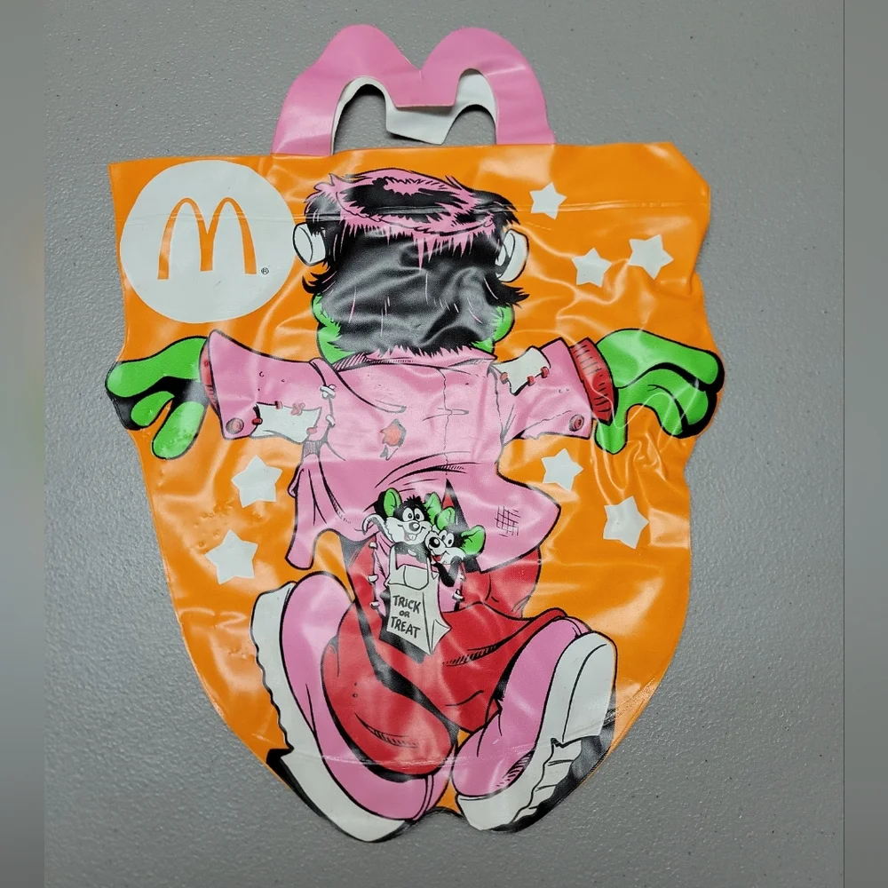 Vintage 1990 McDonalds Halloween Happy Meal‎ Vinyl Trick-Treat Bag Frankenstein